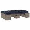 vidaXL Conjunto de sof&aacute; de jardim com 11 pe&ccedil;as e almofadas em rattan sint&eacute;tico cinza