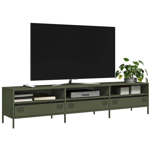 vidaXL M&oacute;vel de TV 202x39x43,5 cm a&ccedil;o laminado a frio verde-azeitona