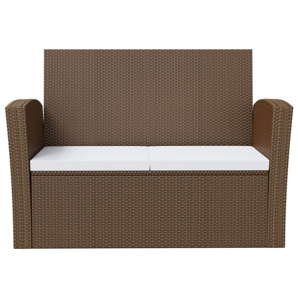 vidaXL 8 pcs conjunto lounge jardim c/ almofad&otilde;es vime PE castanho