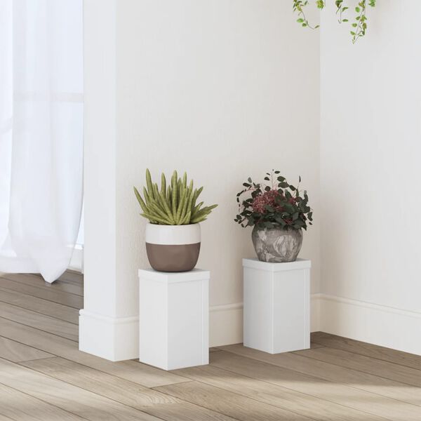 vidaXL Suportes p/ plantas 2 pcs 10x10x18 cm derivados madeira branco