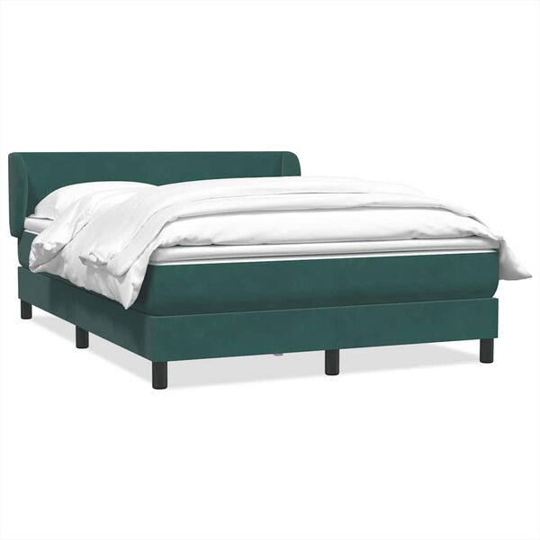vidaXL Cama com molas/colch&atilde;o 140x220 cm veludo verde-escuro
