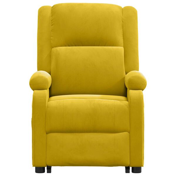 vidaXL Poltrona de massagens elevatória veludo amarelo