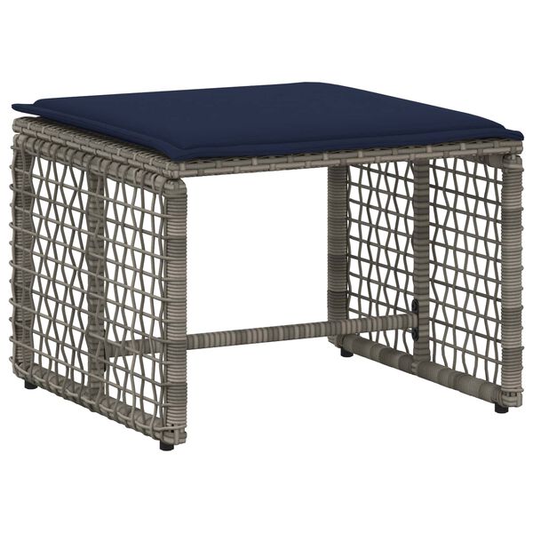 vidaXL Conjunto de M&oacute;veis para Exterior 5 pcs Cinza e Azul Marinho