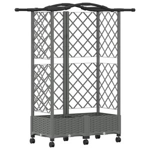 vidaXL Cama Elevada com Treli&ccedil;a e Telhado Cinzento-claro PP