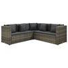 vidaXL 4 pcs conjunto lounge de jardim c/ almofadões vime PE cinzento