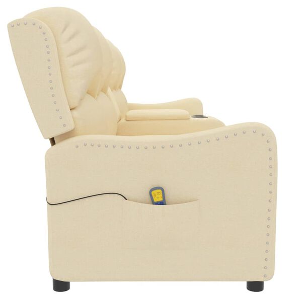 vidaXL Poltrona massagem 4 lug. reclin. c/ suportes copo tecido creme