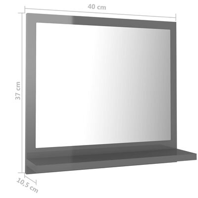 vidaXL Espelho de casa de banho 40x10,5x37cm contrap. cinza brilhante