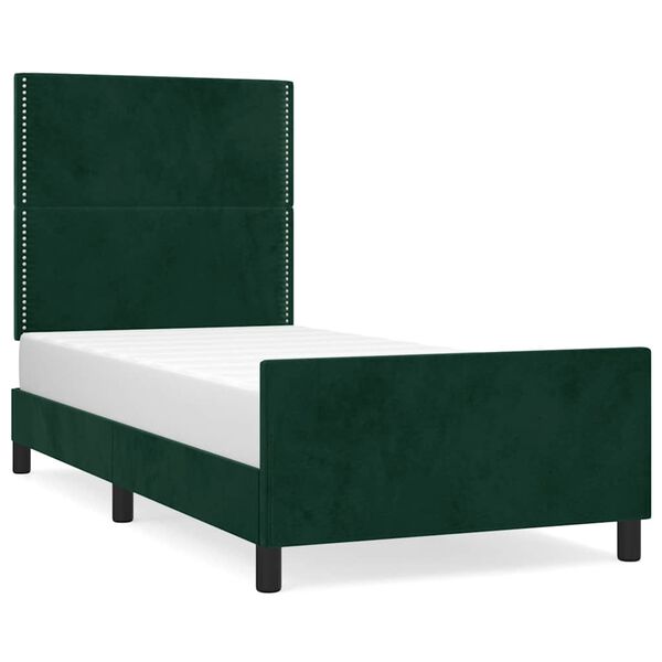 vidaXL Estrutura de cama sem colch&atilde;o 90x190 cm veludo verde-escuro