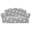 vidaXL Sof&aacute; infantil de 2 lugares c/ estrelas pel&uacute;cia cinzento-claro