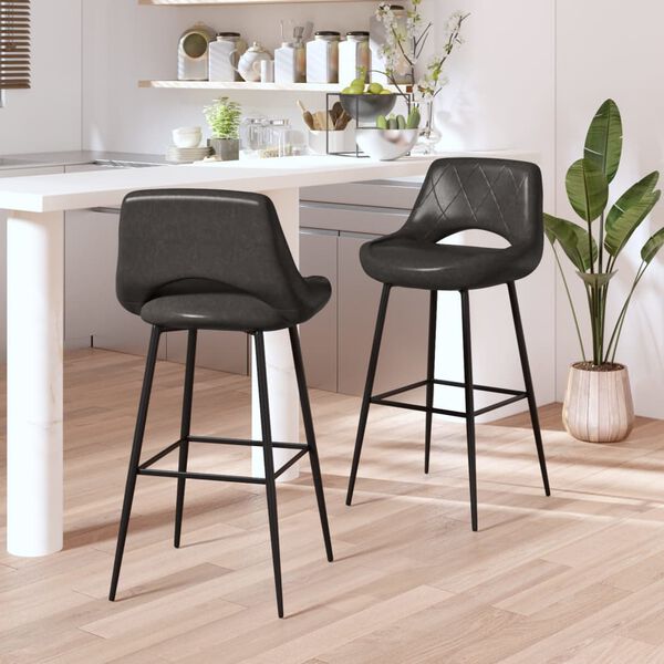 vidaXL Bancos de bar 2 pcs couro artificial cinzento