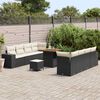 vidaXL Conjunto de Sof&aacute; de Jardim 11 pcs Preto e Creme vime PE