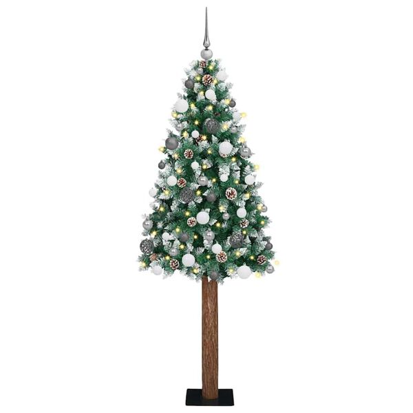 vidaXL &Aacute;rvore de Natal Slim com 300 LEDs com suporte Verde 180 cm