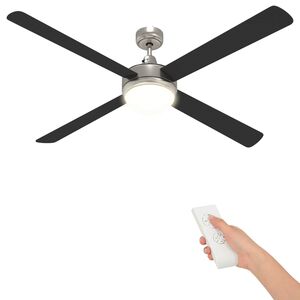 vidaXL Ventoinha de teto com luz e controle remoto &Oslash; 130 cm Preto