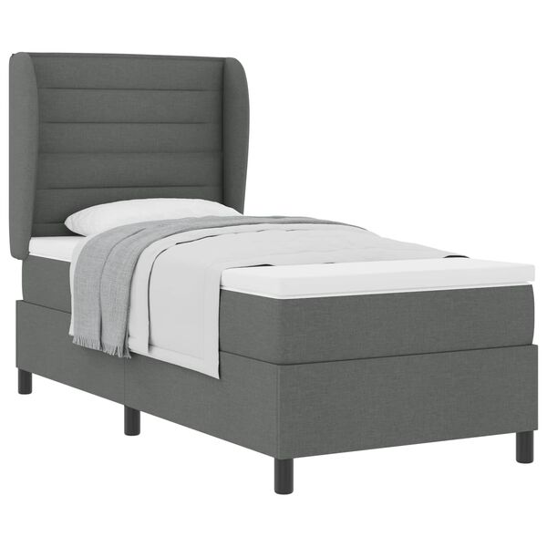 vidaXL Cama Box com colch&atilde;o Cinzento escuro 80 x 200 cm tecido