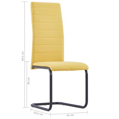 vidaXL Cadeiras de jantar cantilever 2 pcs tecido amarelo