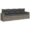vidaXL 4 pcs conjunto sof&aacute;s de jardim c/ almofad&otilde;es vime PE cinzento
