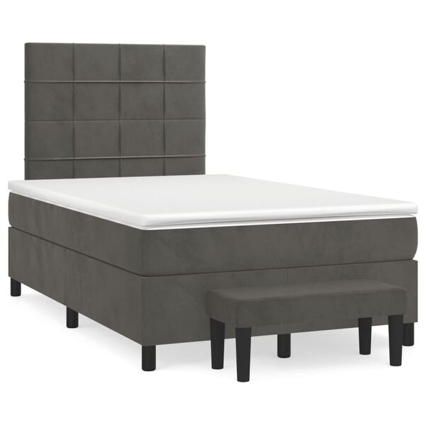 vidaXL Cama boxspring com colch&atilde;o 120x200 cm veludo cinzento-escuro