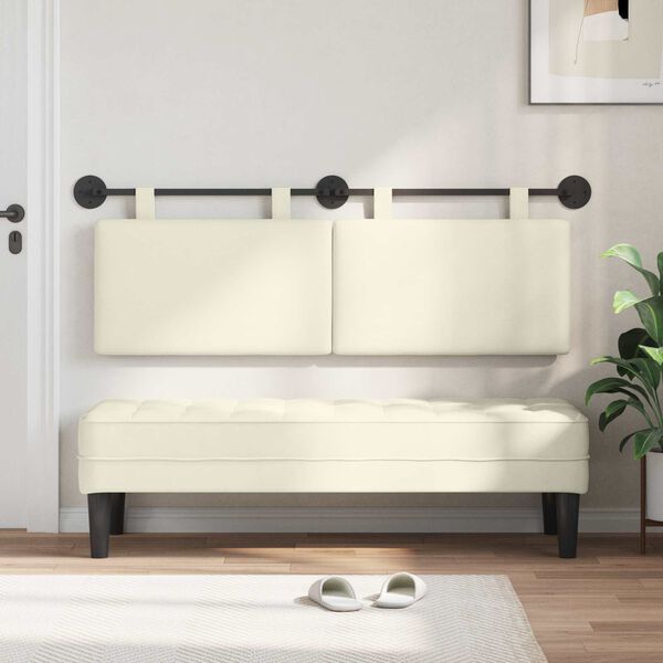 vidaXL Cabeceira Suspensa Montado na parede Liso Creme 150 x 55 x 5 cm