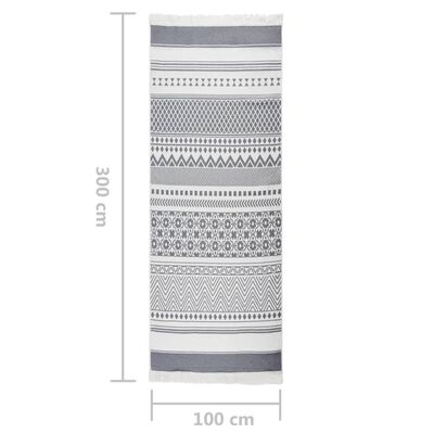 vidaXL Tapete 100x300 cm algodão cinzento e branco