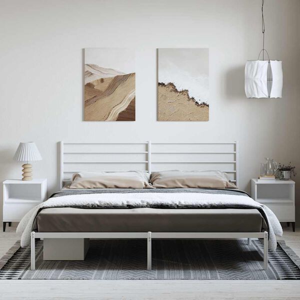 vidaXL Estrutura de cama com cabeceira 183x213 cm metal branco