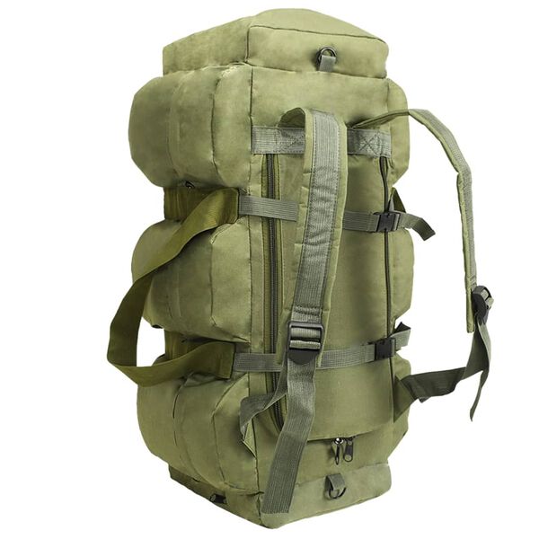 vidaXL Saco de lona estilo militar 3-em-1 45 L verde azeitona
