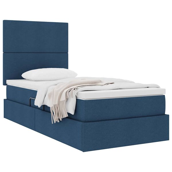 vidaXL Cama com arruma&ccedil;&atilde;o e colch&atilde;o Azul 90 x 190 cm Poli&eacute;ster