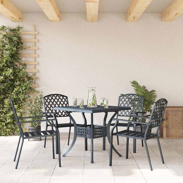 vidaXL Cadeira de Jardim 4 pcs Antracite 56 x 65 x 89 cm A&ccedil;o