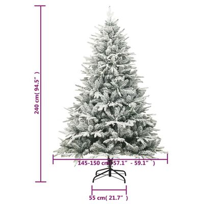 vidaXL Árvore de Natal artificial c/ luzes LED/bolas/neve PVC/PE 240cm