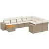 vidaXL 10 pcs conjunto de sof&aacute;s p/ jardim com almofad&otilde;es vime PE bege