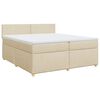 vidaXL Cama com molas/colch&atilde;o 200x200 cm tecido cor creme