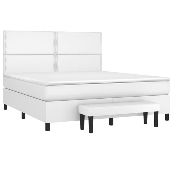 vidaXL Cama com molas/colch&atilde;o 180x200 cm couro artificial branco