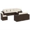 vidaXL 8 pcs conjunto sof&aacute;s de jardim c/ almofad&otilde;es vime PE castanho