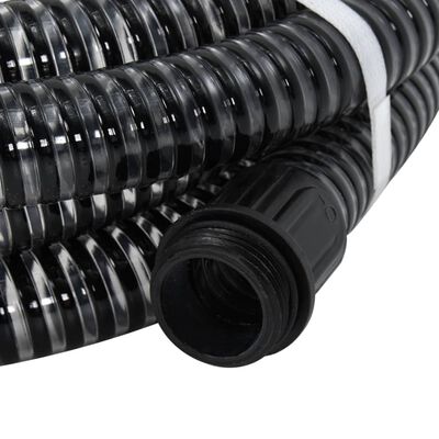 vidaXL Mangueira de sucção com conectores de latão 1,1" 20 m PVC preto