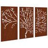 vidaXL Decora&ccedil;&atilde;o muro de jardim 3pcs 105x55cm a&ccedil;o corten design &aacute;rvore
