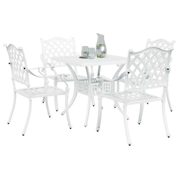 vidaXL Conjunto de Mesa de Jardim 5 pcs Branco Alum&iacute;nio Fundido