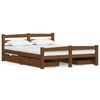 vidaXL Estrutura cama c/ 4 gavetas 140x200cm pinho maci&ccedil;o castanho mel