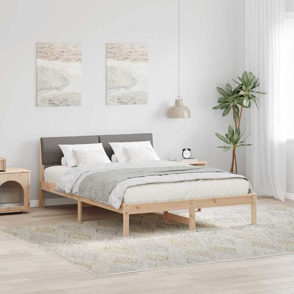 vidaXL Estrutura da cama com cabeceira Marrom e taupe 150 x 200 cm