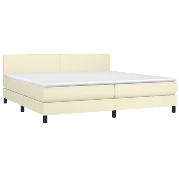 vidaXL Cama com molas/colch&atilde;o 200x200 cm couro artificial cor creme