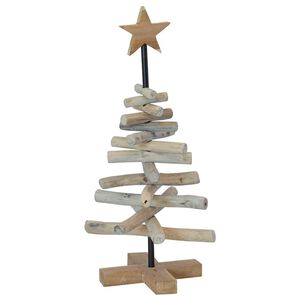 vidaXL &Aacute;rvore de Natal Castanho 60 cm Madeira de teca maci&ccedil;a
