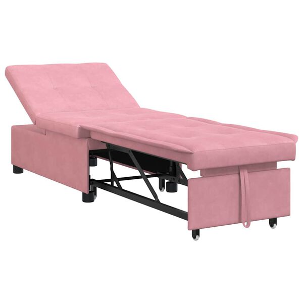 vidaXL Sof&aacute;-Cama Rosa 194 x 67 x 82 cm Veludo