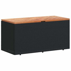 vidaXL Caixa arrumação jardim 110x50x54 cm vime PE/acácia maciça preto