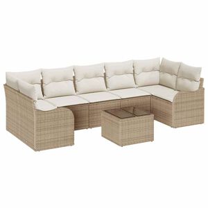 vidaXL Conjunto de Sof&aacute; de Jardim com almofada 8 pcs Bege e Creme