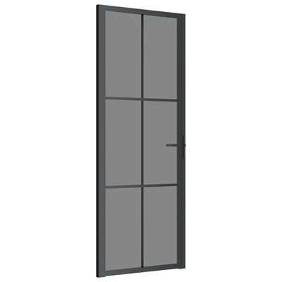 vidaXL Porta interior 76x201,5 cm vidro ESG e alumínio preto