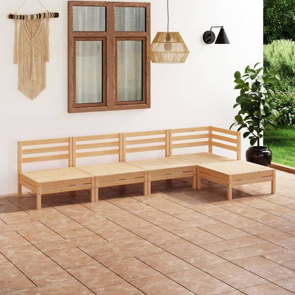 vidaXL 5 pcs conjunto lounge de jardim pinho maci&ccedil;o