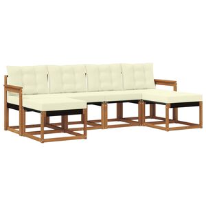 vidaXL Conjunto de Sof&aacute;s para Exterior 6 unid. Natural e Creme