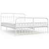 vidaXL Estrutura de cama com cabeceira e p&eacute;s 160x200 cm metal branco