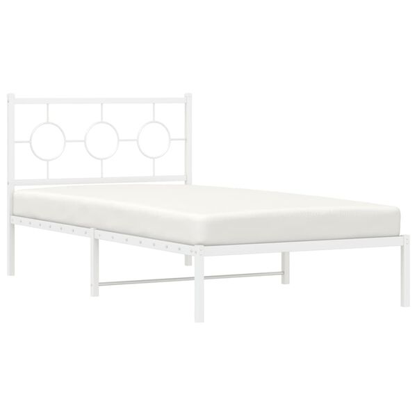 vidaXL Estrutura de cama com cabeceira 100x200 cm metal branco