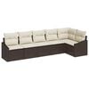 vidaXL Conjunto de Sof&aacute; de Jardim 6 unid. Marrom e Branco vime PE