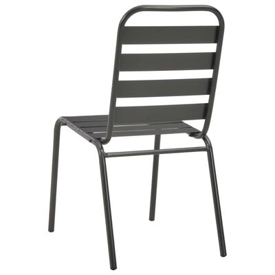 vidaXL Cadeiras de exterior empilháveis 2 pcs aço cinzento