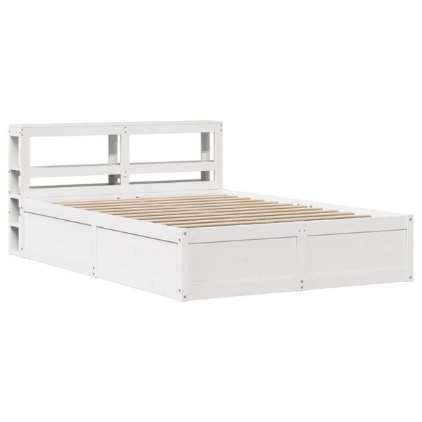 vidaXL Estrutura de cama c/ cabeceira 150x200 cm pinho maci&ccedil;o branco